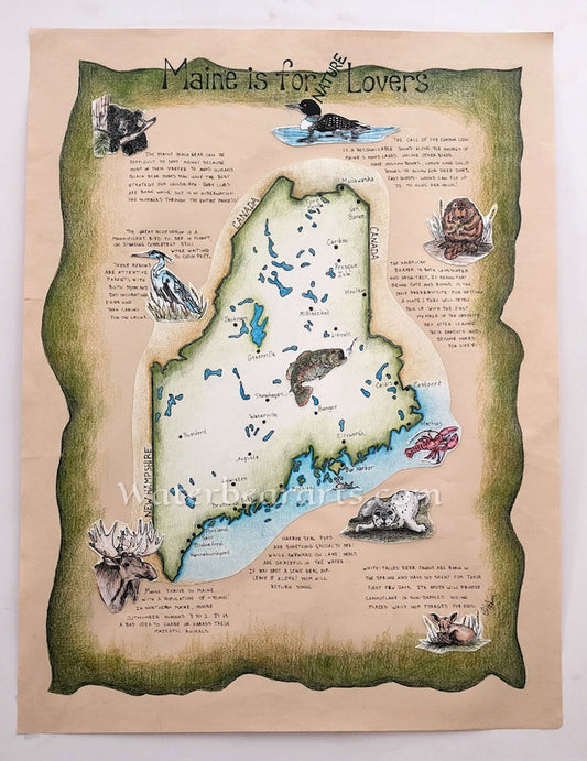 Maine is for Nature Lovers Eco-map print